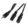 Redukcia audio stereo Jack 3,5mm M - 2xJack 3,5mm F