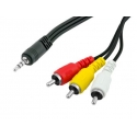 Prepojovací kábel Jack 3,5mm (M) 4pin - 3xRCA Cinch (M)