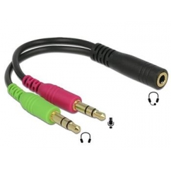 Audio stereo redukcia 3,5 mm 4 pin samica na 2 x stereo Jack 3,5 mm 3 pin