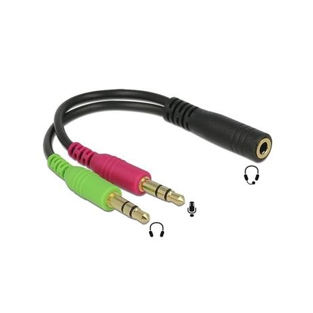 Audio stereo redukcia 3,5 mm 4 pin samica na 2 x stereo Jack 3,5 mm 3 pin