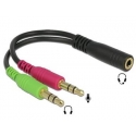 Audio stereo redukcia 3,5 mm 4 pin samica na 2 x stereo Jack 3,5 mm 3 pin